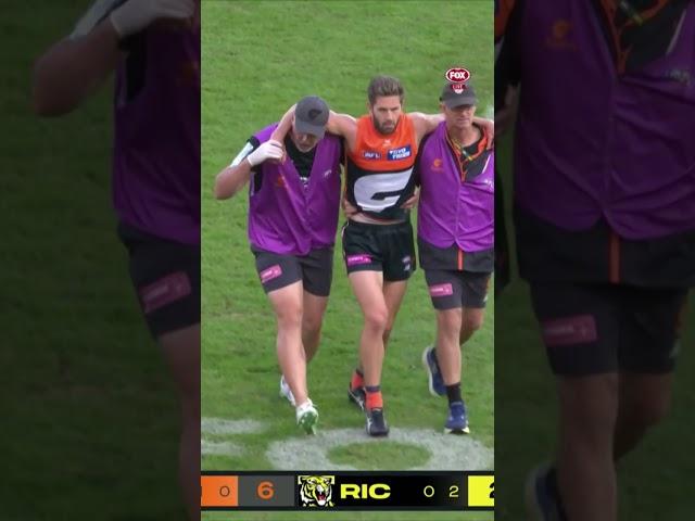 Lachie Whitfield comforts Cal Ward after a heartbreaking injury  #afl #sad