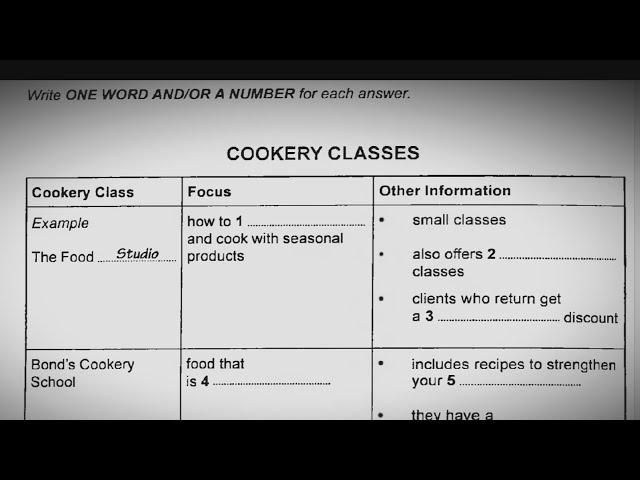 Cookery classes ielts listening | HD Audio | 720p