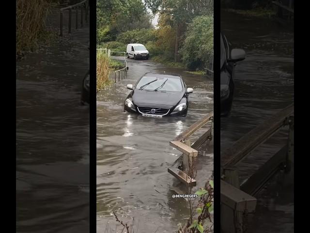 Game Over… #FloodedEngine #CarStuck #Essex #FloodsUK #TooFast #Volvo #cars #splash #waves #Fyp