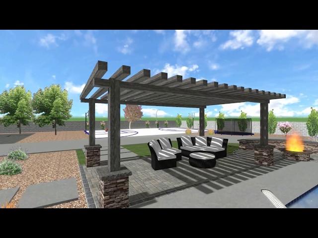 Landscape Design Time Lapse of backyard and pool - Realtime Landscaping Architect software