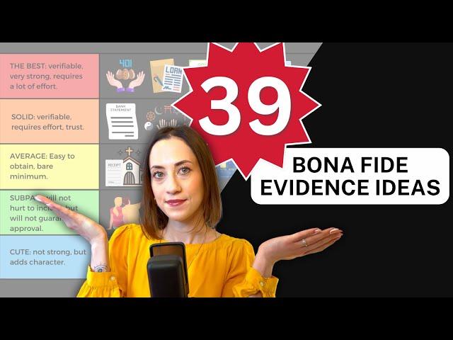 RANKING BONA FIDE MARITAL EVIDENCE I-130 / I-751