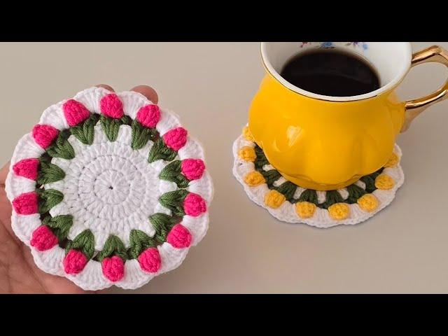 Easy Crochet Flower Coaster  | Tulip Design for Home & Gifts