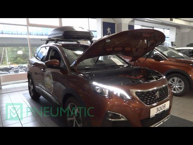 Работа амортизаторов (упоров) капота для Peugeot 3008 (арт. KU-PG-3008-00) от upory.ru