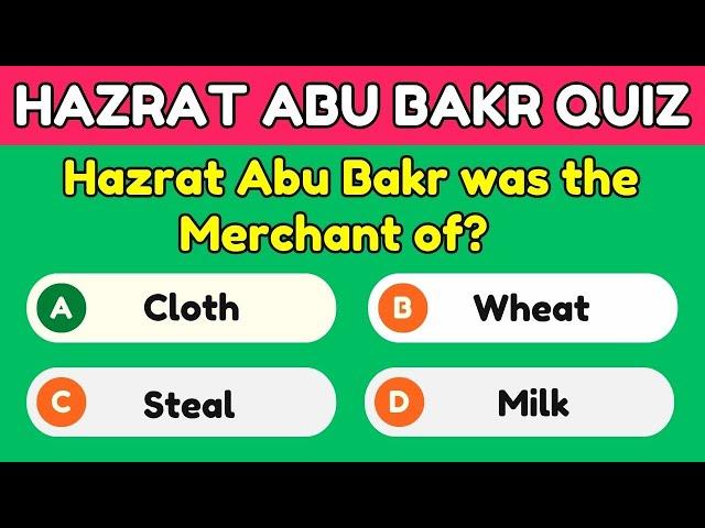 Hazrat Abu Bakr (RA) Quiz | Test Your Knowledge | Islamic Quiz (No Music)