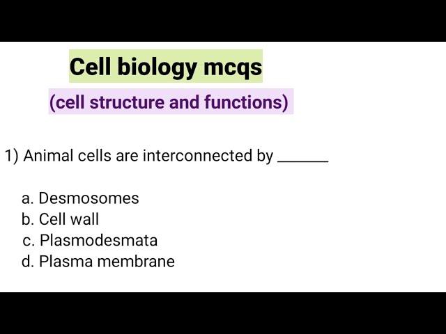 Cell biology mcqs question and answers|| cell structure and functions mcqs