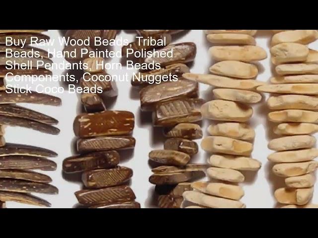 Buy Raw Wood Beads, Tribal Beads, Hand Painted Polished Shell Pendants, Horn