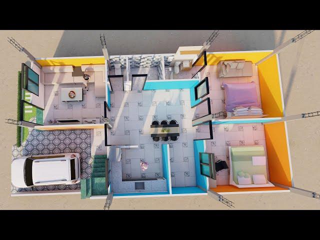 25 by 50 Car Parking House plan,3D 3 Bedroom makan ka naksha,New House elevation