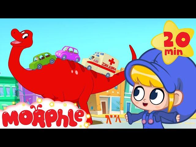 Morphle the Traffic Dinosaur helps cars + vehicles - Dinosaurs for kids (T-rex, Argentinosaurus)