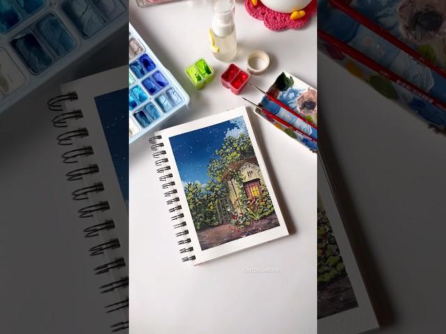 Night Painting using Himi Gouache #artshorts #shortviral #gouachepainting #painting #art