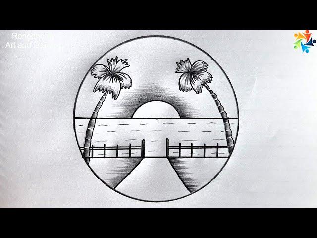 Nice Scenery in Circle || Pencil Drawing || sketch