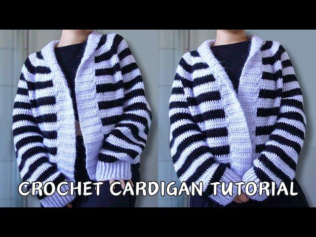 How to Crochet Raglan Striped Sweater Cardigan