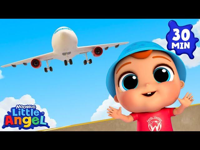 3-2-1 Take Off! ️ My First Airplane Trip | Little Angel | Nursery Rhymes for Babies