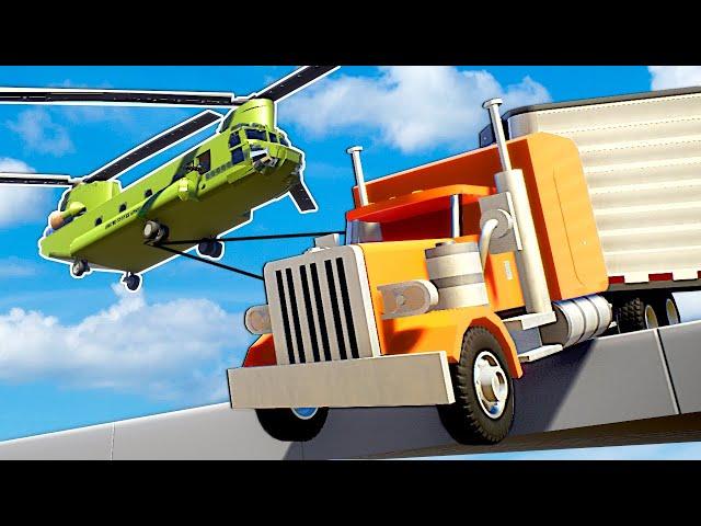 LEGO HELICOPTER RESCUES SEMI TRUCK!