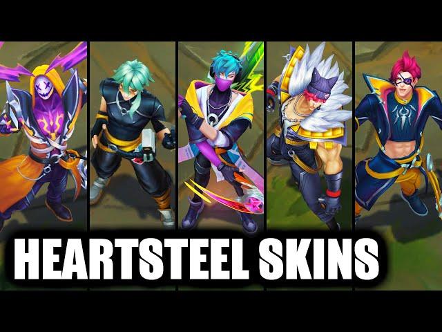 All New HEARTSTEEL Skins Spotlight Kayn Yone Aphelios Ezreal Sett K'Sante (League of Legends)