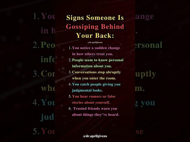 Signs someone is gossiping behind your back. #gossip #mentalhealth #wellness