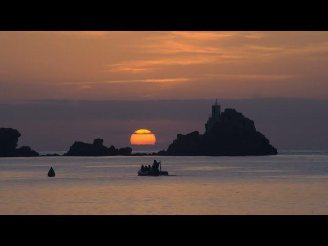 Mediterranean sunrise, best tourist town of Aguilas, Murcia. Tourism in Spain 4K