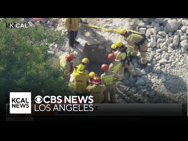 LAFD crews work to rescue woman from Westlake District underground tunnel