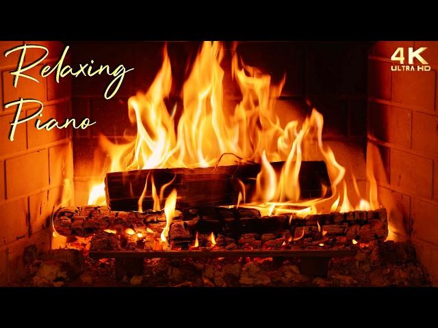  Cozy Fireplace with Relaxing Piano Music Ambience