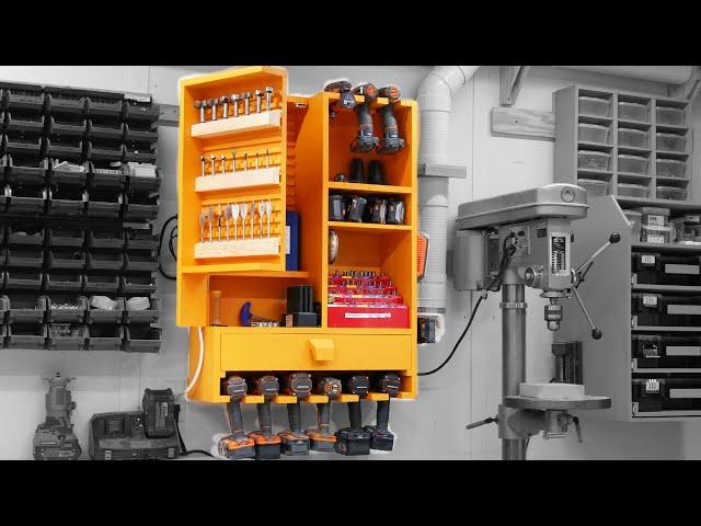 Drill Storage Cabinet, Charging, Bit Organizer 2.0