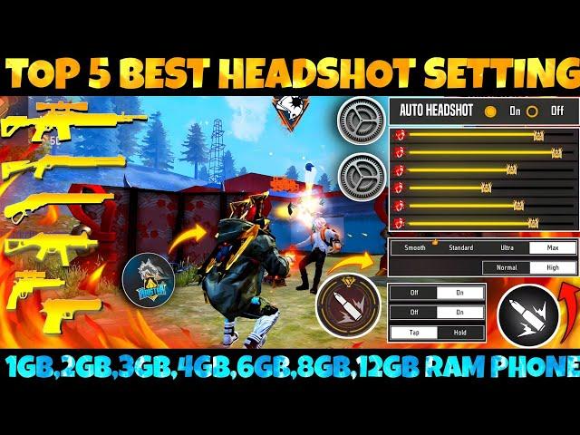 Free Fire Max Auto Headshot Trick 2024 Sensitivity Setting | 2gb, 4gb, 6gb Ram Headshot Sensitivity