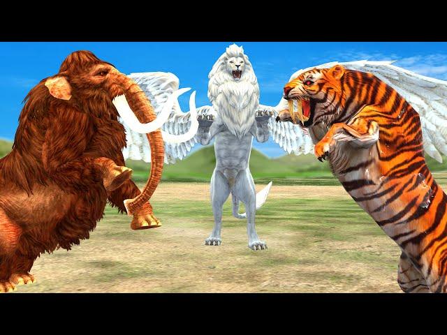 Mammoth Elephant Cow vs Giant Lion vs Zombie Tiger Wolf attack Cow Buffalo saved by Woolly Mammoth