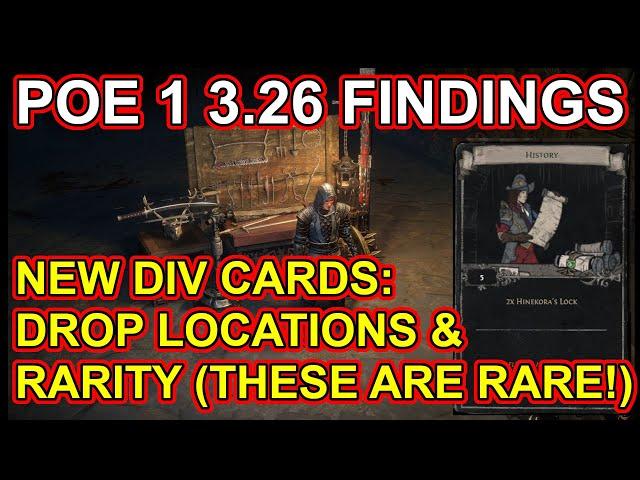 POE 1 3.26 - Day 1 Findings - The New Divination Cards. Drop Locations & Rarity. Path Of Exile 1