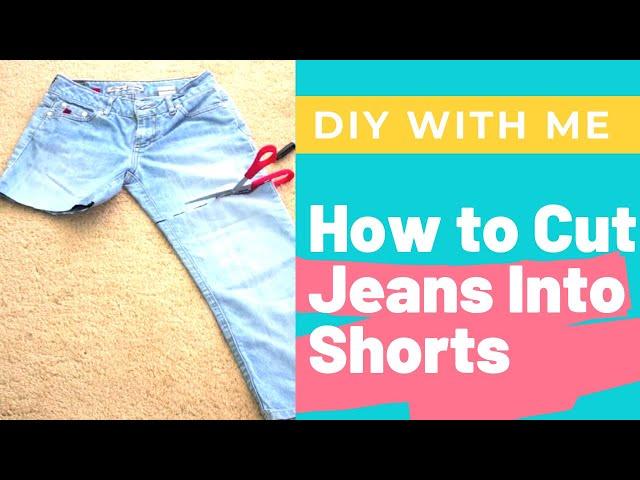 How To Cut Denim Jeans Into Distressed Shorts DIY Cutoffs & Cuffs