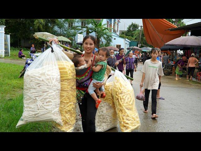 Duong Make popcorn to sell at the market with your child - encounter heavy rain and wind