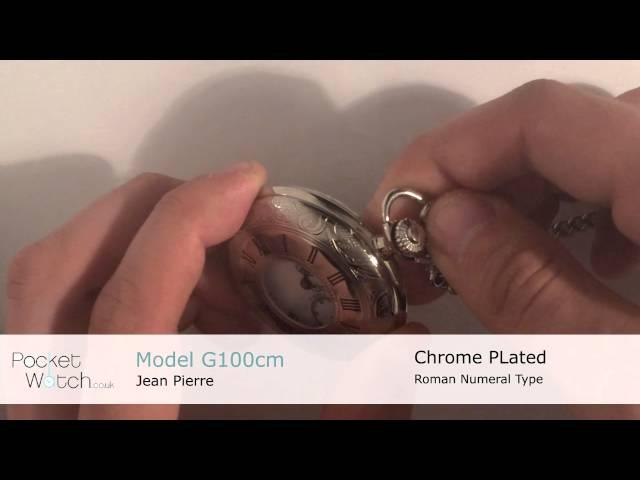 Jean Pierre Chrome Plated Mechanical Half Hunter Pocket Watch G100cm