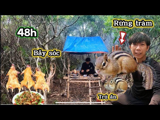 48h.trải nghiệm.cắm trại một mình trong rừng tràm,đặt bẫy sóc,dông cát,chế biến món ăn,nơi hoang dã