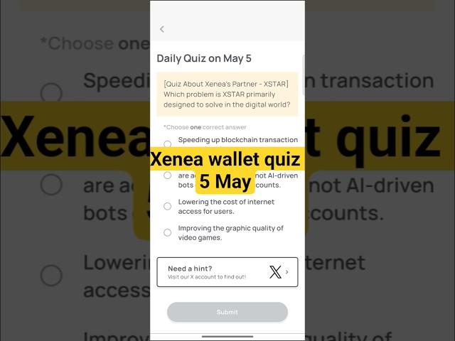 Xenea wallet daily quiz today 5 May | Xenea wallet voucher code 5 May