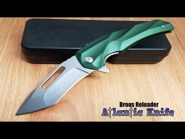 BROUS BLADES RELOADER GREEN ALUMINUM EDITION STONEWASH FOLDING BLADE KNIFE 186