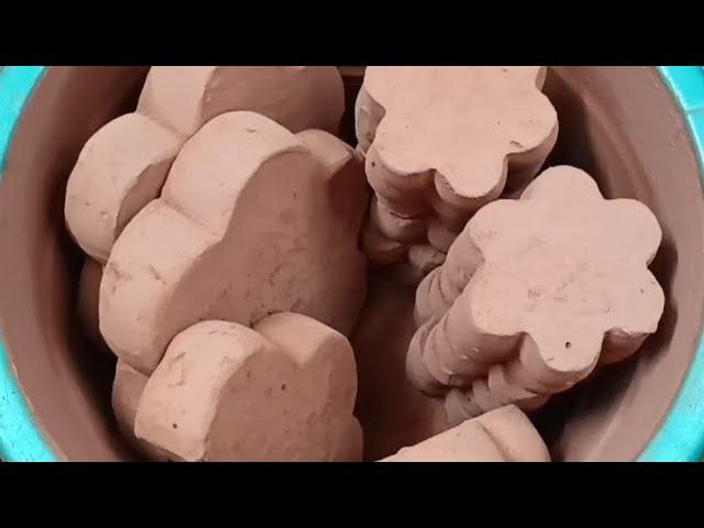 FlowerShape Series-7 || Dry Crumbling Part of Red Clay ASMR