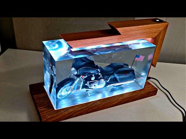 Harley Davidson Wood and Epoxy with LED