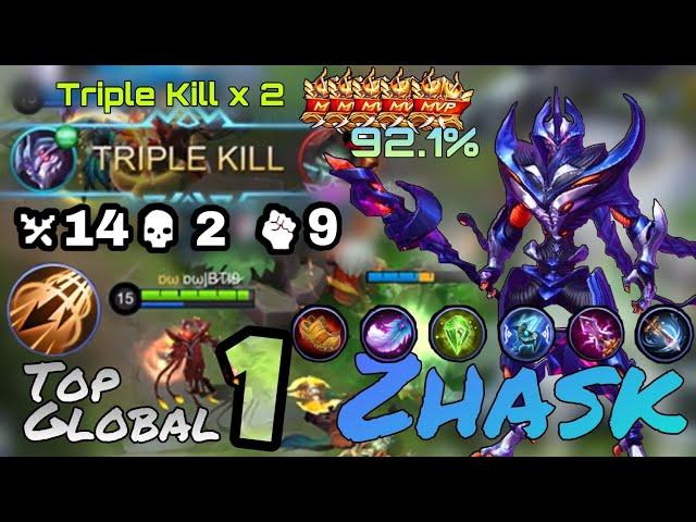 Top 1 Global Zhask GamePlay Zhask | 92.10% winrate dan triple kills x 2 | top global zhask - mlbb