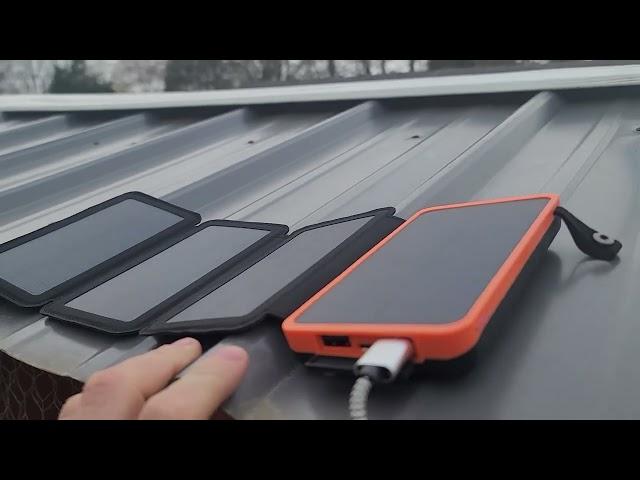 Solar Charger 25000mAh, Hiluckey Outdoor Portable Power Bank with 4 Solar Panels