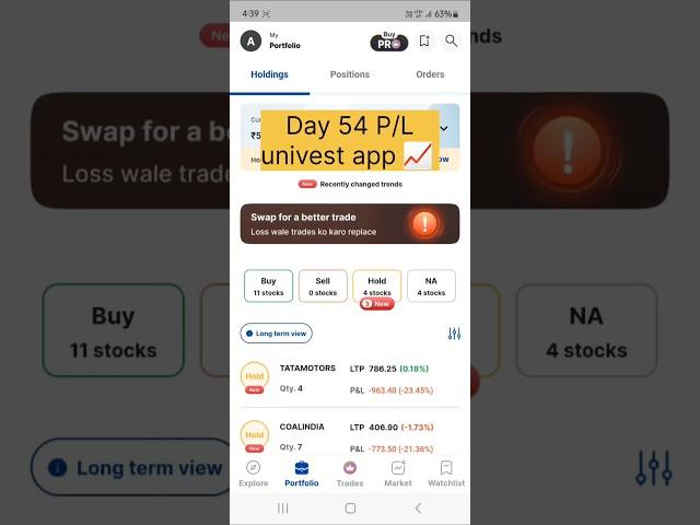 Day 54 stock market investment by Univest app #stockmarket #investment #univest