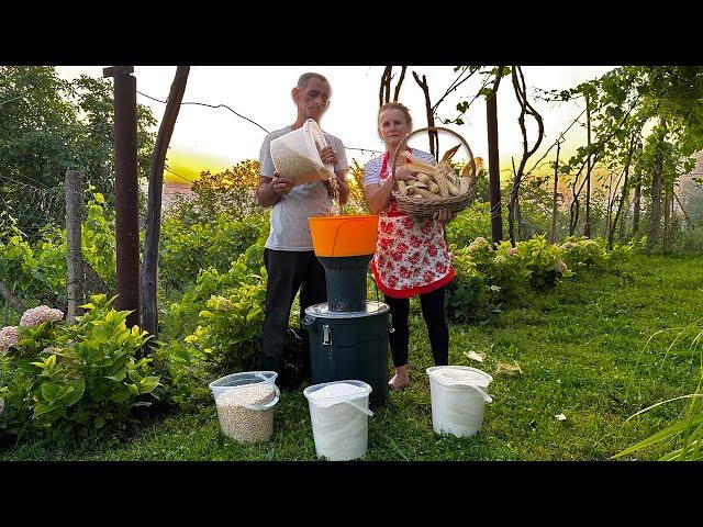 Traditional Albanian Corn Pie  Grinding Our Own Corn into Fresh Flour 