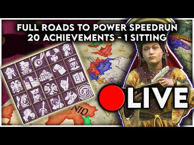 EVERY ROADS TO POWER ACHIEVEMENT SPEEDRUN 2nd ATTEMPT - Crusader Kings 3 Roads to Power Live