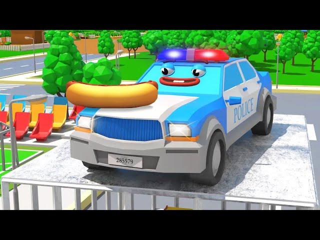 Police Car Catching The Race Car for Kids - 3D Cars Cartoons