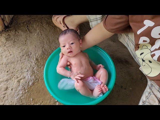 The happiness of a single mother after giving birth and seeing her child happy and healthy