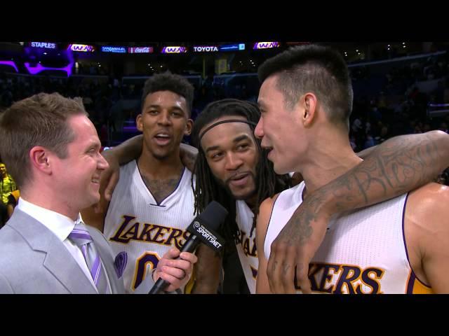 Jordan Hill and Nick Young Crash Jeremy Lin's Interview