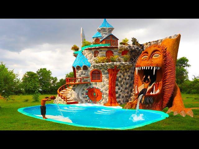 [Full Video] Build Mud Villa House, Swimming Pool & Design Lion Water Slide for Entertainment Place