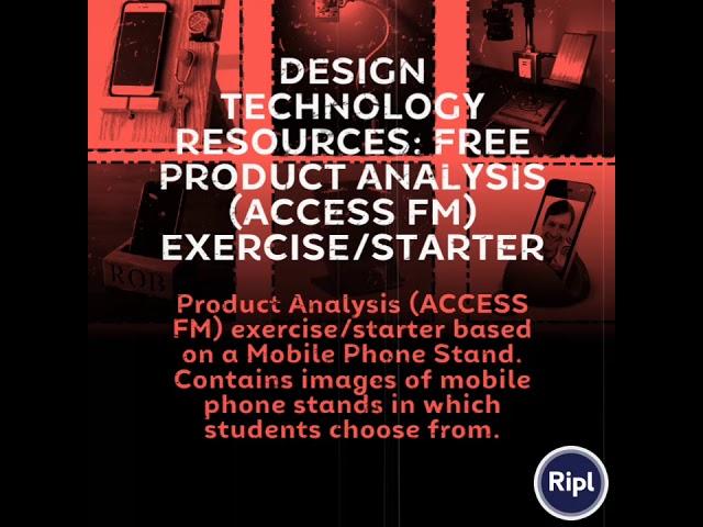 Design Technology Resources: FREE Product Analysis (ACCESS FM) exercise/starter