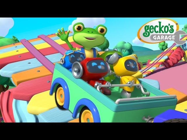 DIY Rollercoaster at the Garage  | Gecko's Garage | Trucks For Children | Cartoons For Kids