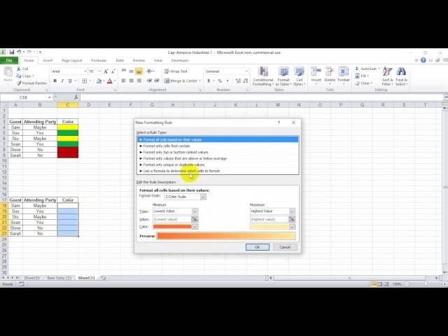 Using If then statement to change cell fill color (sort of)