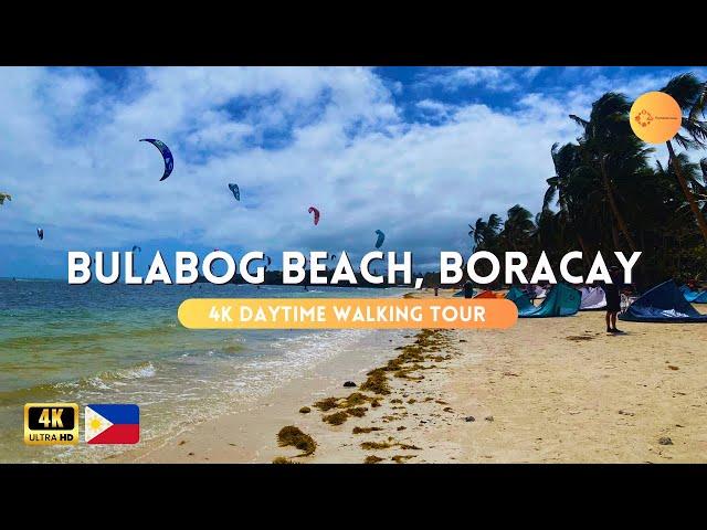 Bulabog Beach Boracay, Philippines 4K Daytime Walking Tour