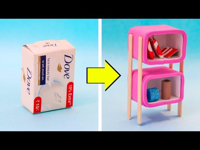 DIY Modern dollhouse furniture from waste box || Miniature storage box for doll @Craftube4u