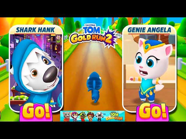 TALKING TOM GOLD RUN – Shark Hank vs Genie Angela vs Raccoon Bosses – Full Screen Gameplay