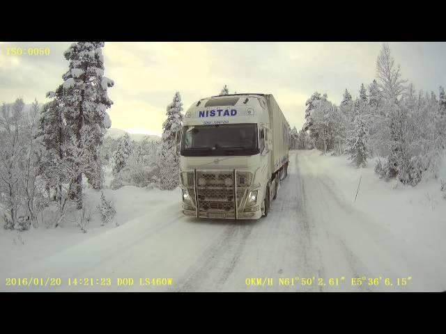 Icy road winter trucking in west Norway :)